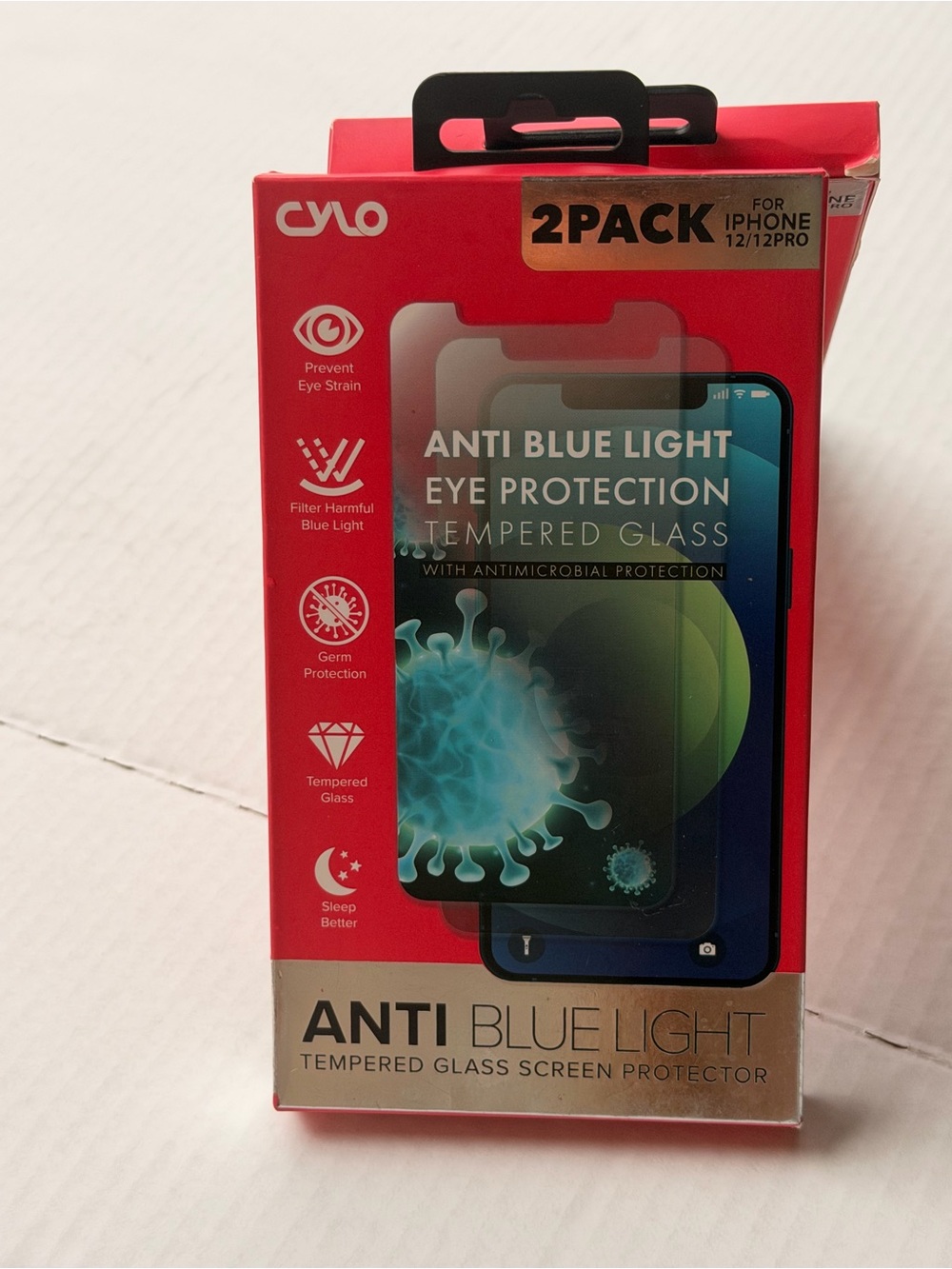 NWT Cylo 2-Pack Anti Ligth Tempered Glass Screen Protector IPhone 12/Pro Each